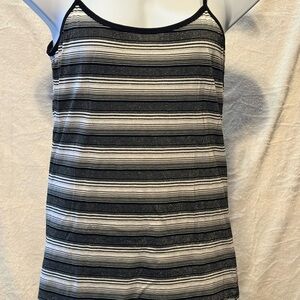 South Pole Black & White Silver Metallic Striped Camisole Tank | Size 1X